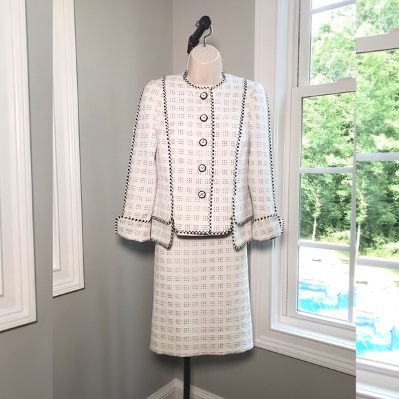 Lourdes Chavez Couture White & Black 3 Piece Designer Suit ~ Women’s 6  $1995 - Picture 3 of 13